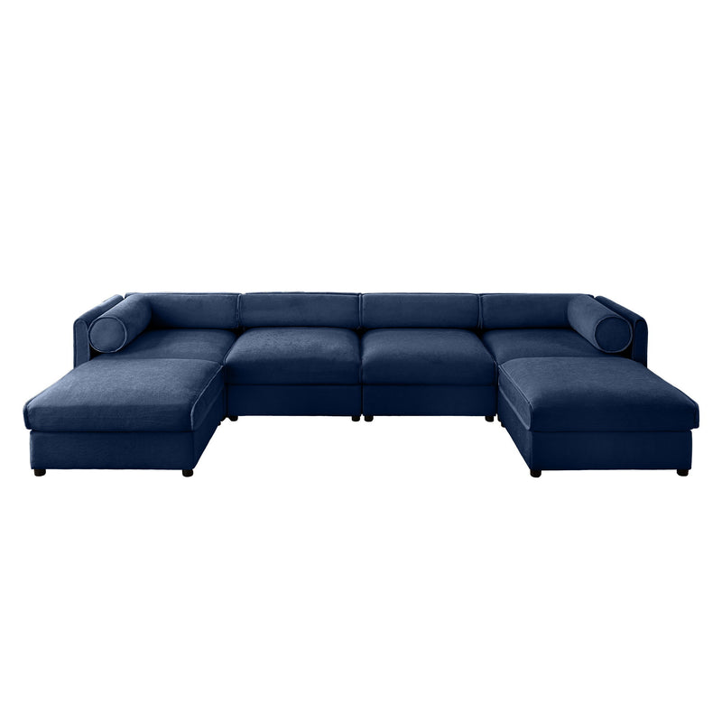 Contemporary Elegant White Chenille Sofa With Storage And Ottoman