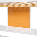 Full size Loft Bed with Desk and Writing Board, Wooden Loft Bed with Desk & 2 Drawers Cabinet- White