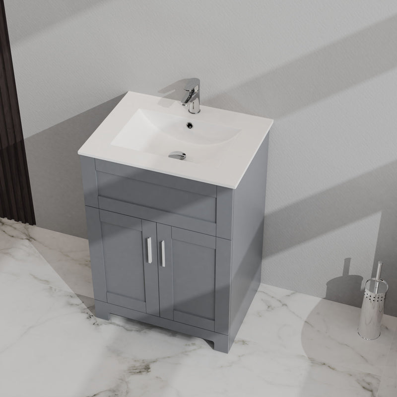 Bathroom Sink Vanity Laundry Utility Cabinet - Gray