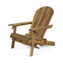 Outdoor Adirondack Chair With Slat Back And Cup Holder - Natural