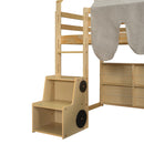 Loft Bed With House Shaped Frame And Tent