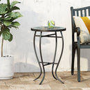 Outdoor Side Table With Tile Mosaic Table Top - Black