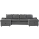 Convertible Sectional Sofa With Storage Chaise Lounges And USB Ports