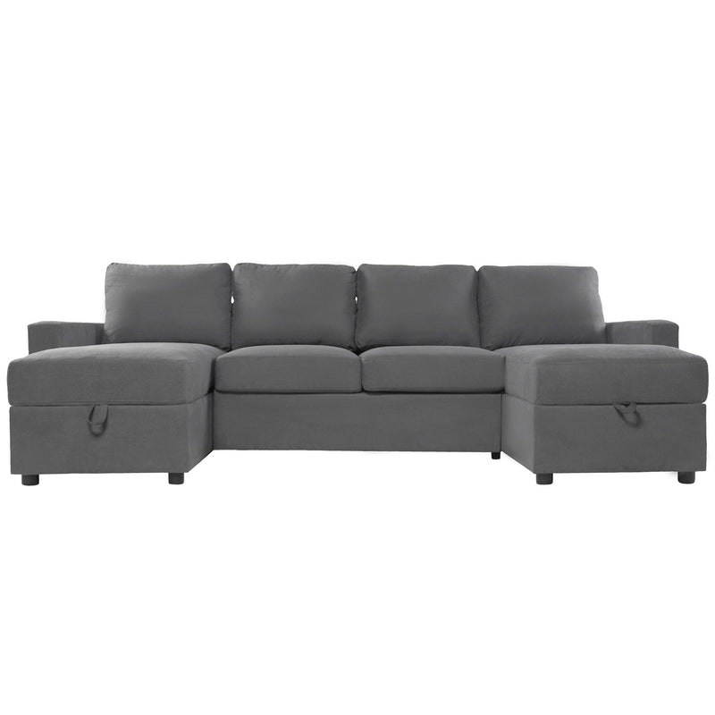Convertible Sectional Sofa With Storage Chaise Lounges And USB Ports