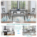 6 Pieces Kitchen Dining Set, Rectangular Wooden Dining Table With 4 Chairs And A Bench
