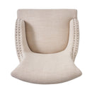 Upholstered Armchair With Rolled Back, Tapered Legs And Nailhead Trim - Light Beige