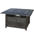 Elegant Cast Aluminum Square Fire Table With Fire Glass And Cover - Antique Bronze