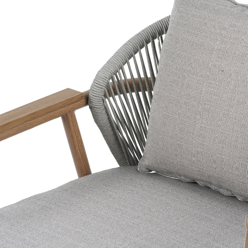 Orla - Outdoor Rope Club Chair, Cushion (Set of 1) - Teak / Taupe