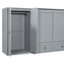 Murphy Bed With USB Port, Large Drawer, And Wardrobe / Desk Combo Versatile Cabinet Bed