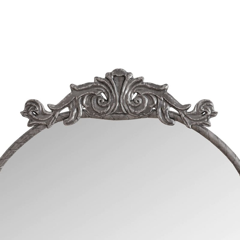 Full Body Arched Mirror With Vintage Carved Applique