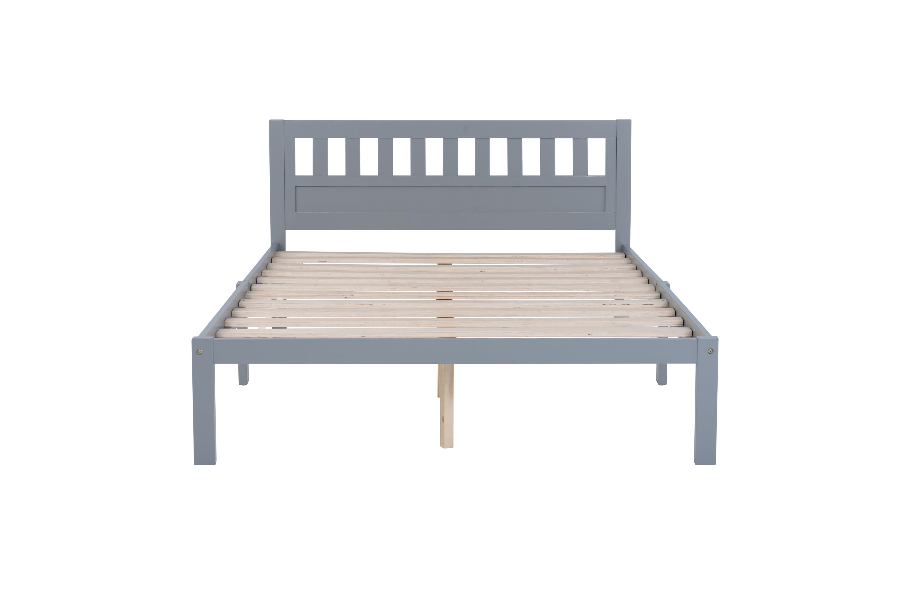 Full Size Bed, Wood Platform Bed Frame with Headboard For Kids, Slatted, Gray - Atlantic Fine Furniture Melbourne FL