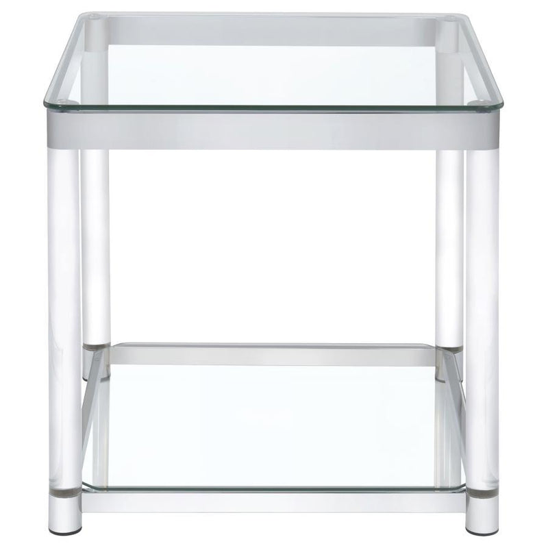 Anne - End Table With Lower Shelf - Chrome And Clear