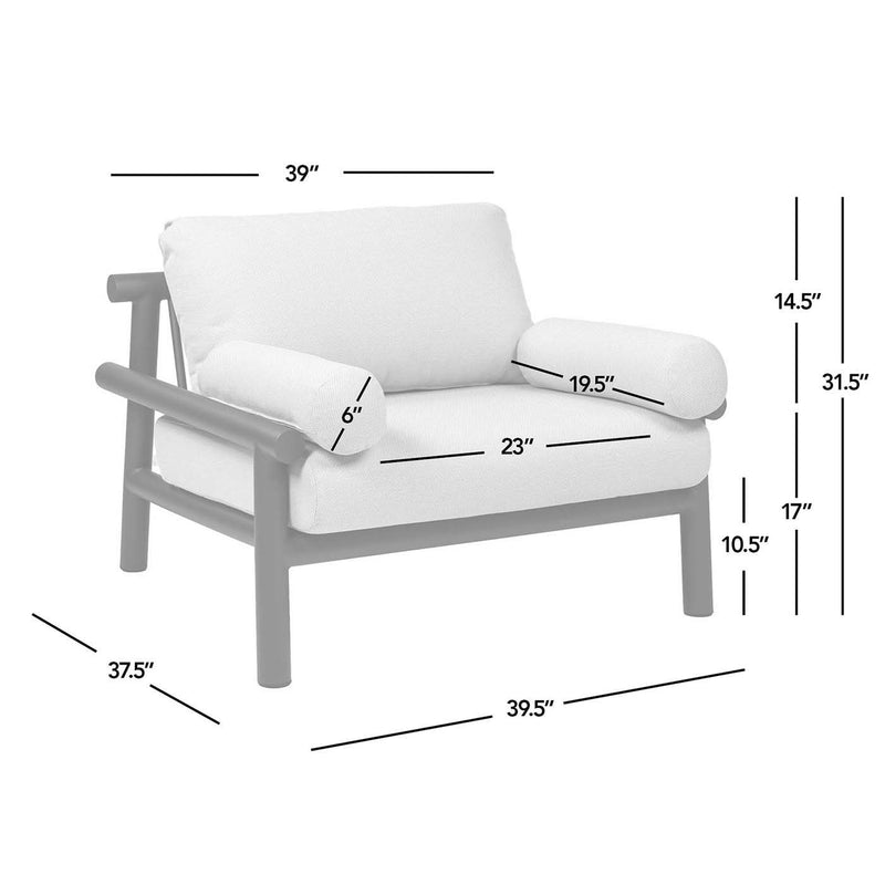 Zara - Dowel Frame Bolster Patio Deep Seating Armchair, Axroma Olefin - Wheat Beige