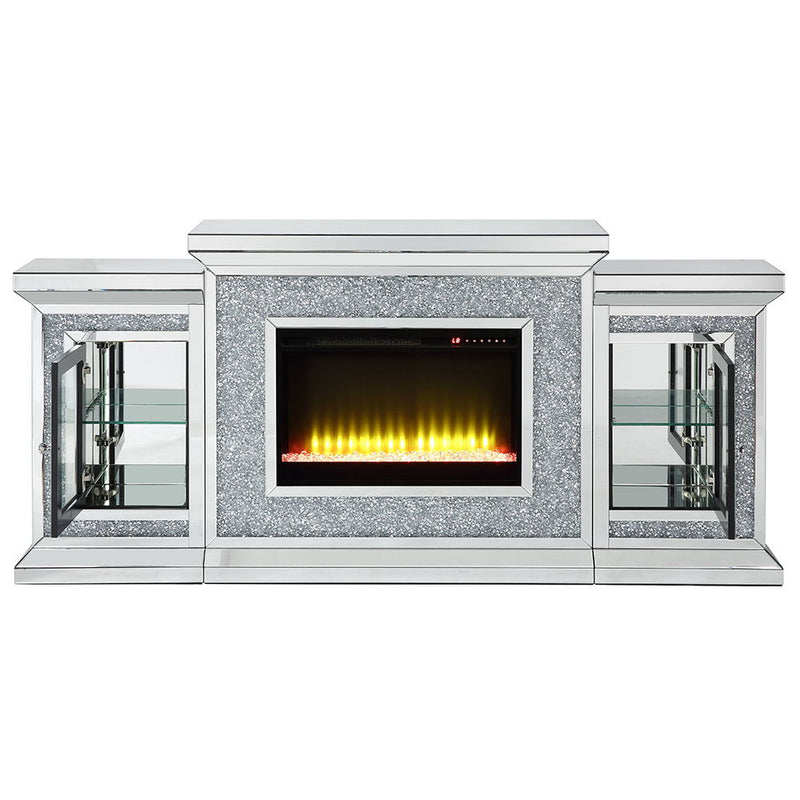 Noralie - 81" Fireplace With LED - Mirrored & Faux Diamonds