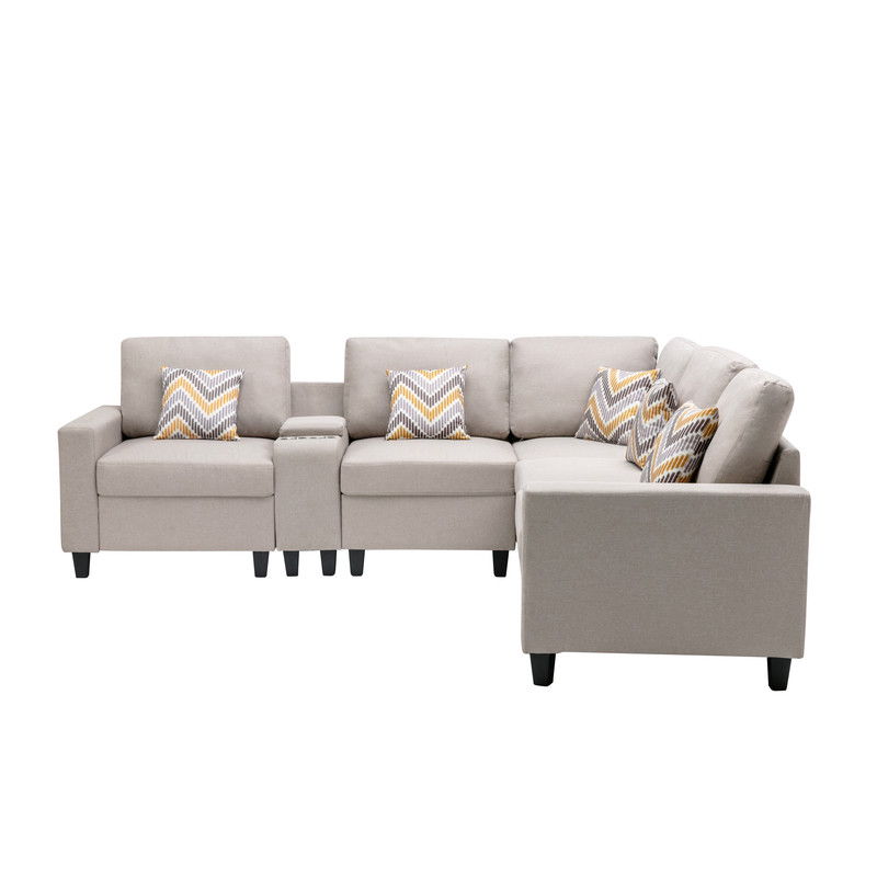 Nolan - Fabric 6 Piece Sectional Sofa With Pillows And Interchangeable Legs