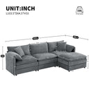 Modular Sectional With Deep And Wide Seat, Cloud Couch Set With Double Cushions Sofa With Movable Ottoman