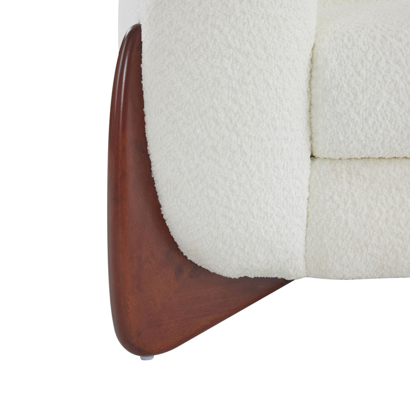 Contemporary Boucle Sherpa Sofa With Birch Wood Legs