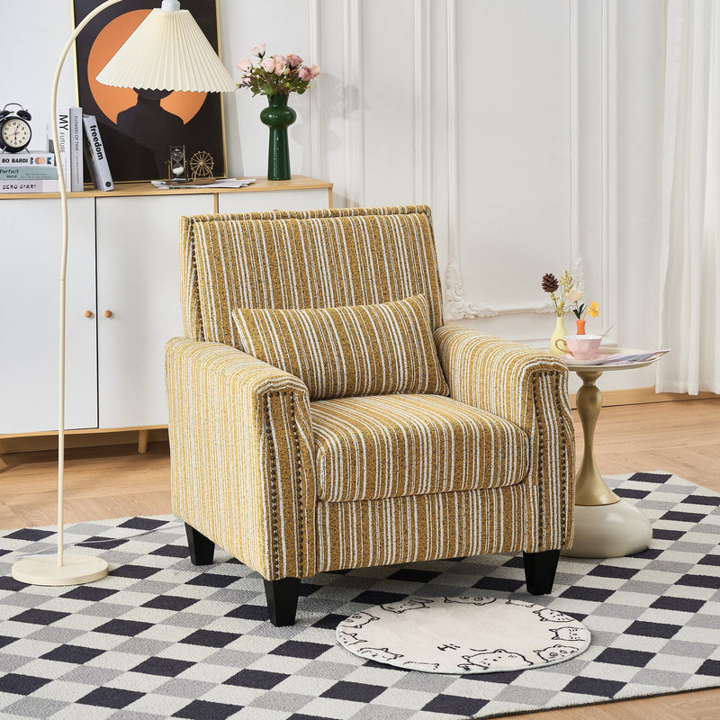 Accent Chair With Arms, Comfy Armchair For Living Room - Yellow