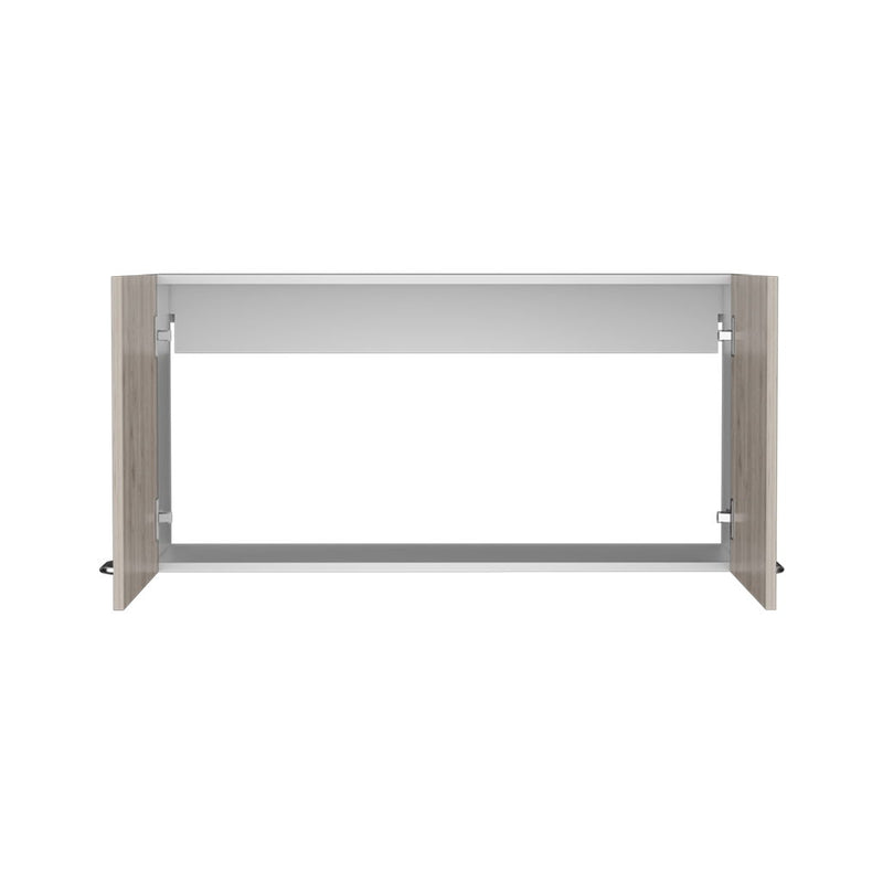 Wall Cabinet Two Doors, Two Internal Shelves - White / Light Gray