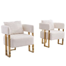 Modern Decorative Chair Teddy Fleece Upholstered And Metal Foot