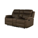 Brenda - Console Reclining Loveseat With Manual Recline Function - Brown