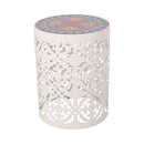 Airy - Outdoor Side Table With Lace Cut Design And Metal Frame