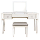 Mirrored Vanity Desk With Drawers And Stool, Flip Up Dressing Table Set For Makeup Room