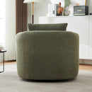360° Swivel Barrel Sofa Chair With Throw Pillow, Chenille Upholstered Accent Chair