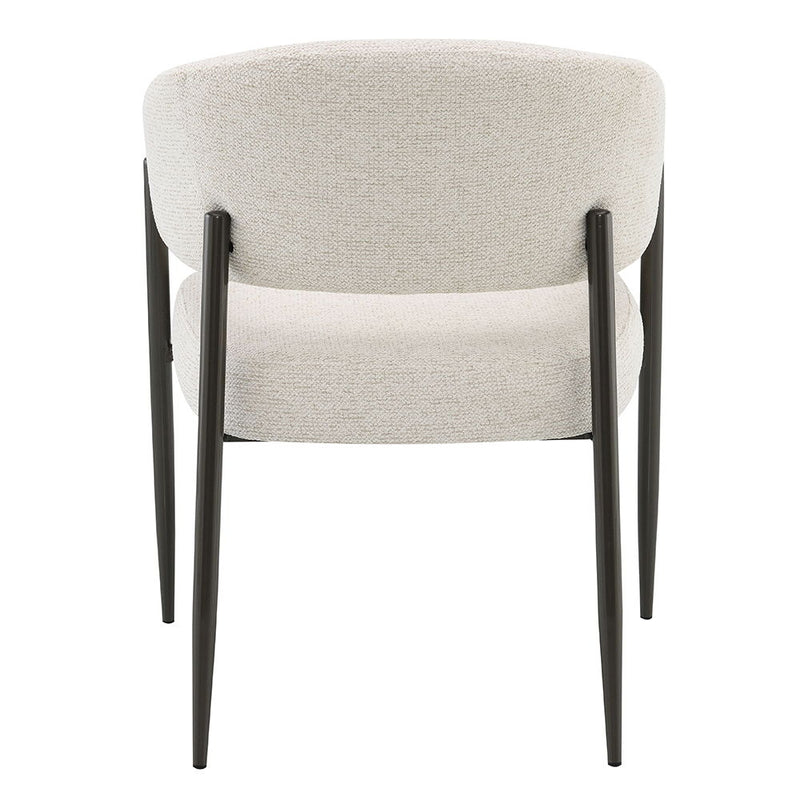 Jirina - Chenille Arm Chair With Metal Legs (Set of 2) - Beige & Black