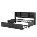 Industrial Metal Daybed With Trundle, Storage Shelves, USB Ports