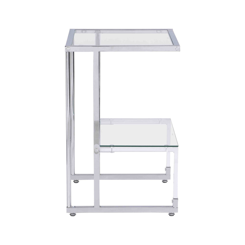 2 Tier Acrylic Glass End Table For Living Room