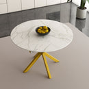 Round Dining Table With Extendable Blades, X Base