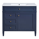 Bathroom Vanity With Top Sink, Modern Bathroom Storage Cabinet, 2 Drawers And A Tip-Out Drawer, Single Sink Bathroom Vanity - Blue
