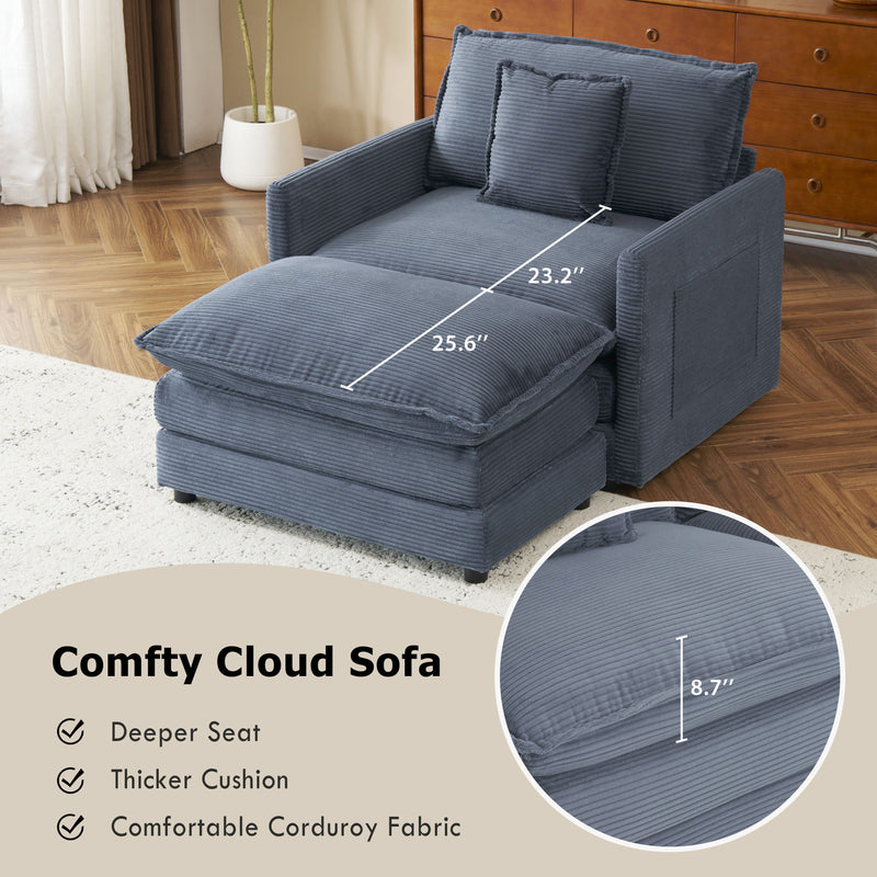 Modern Modular Sofa With Side Storage Pockets For Living Room