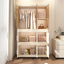 Portable Wardrobe Closet Storage Organizer With 9 Magnetic Doors - Cream White