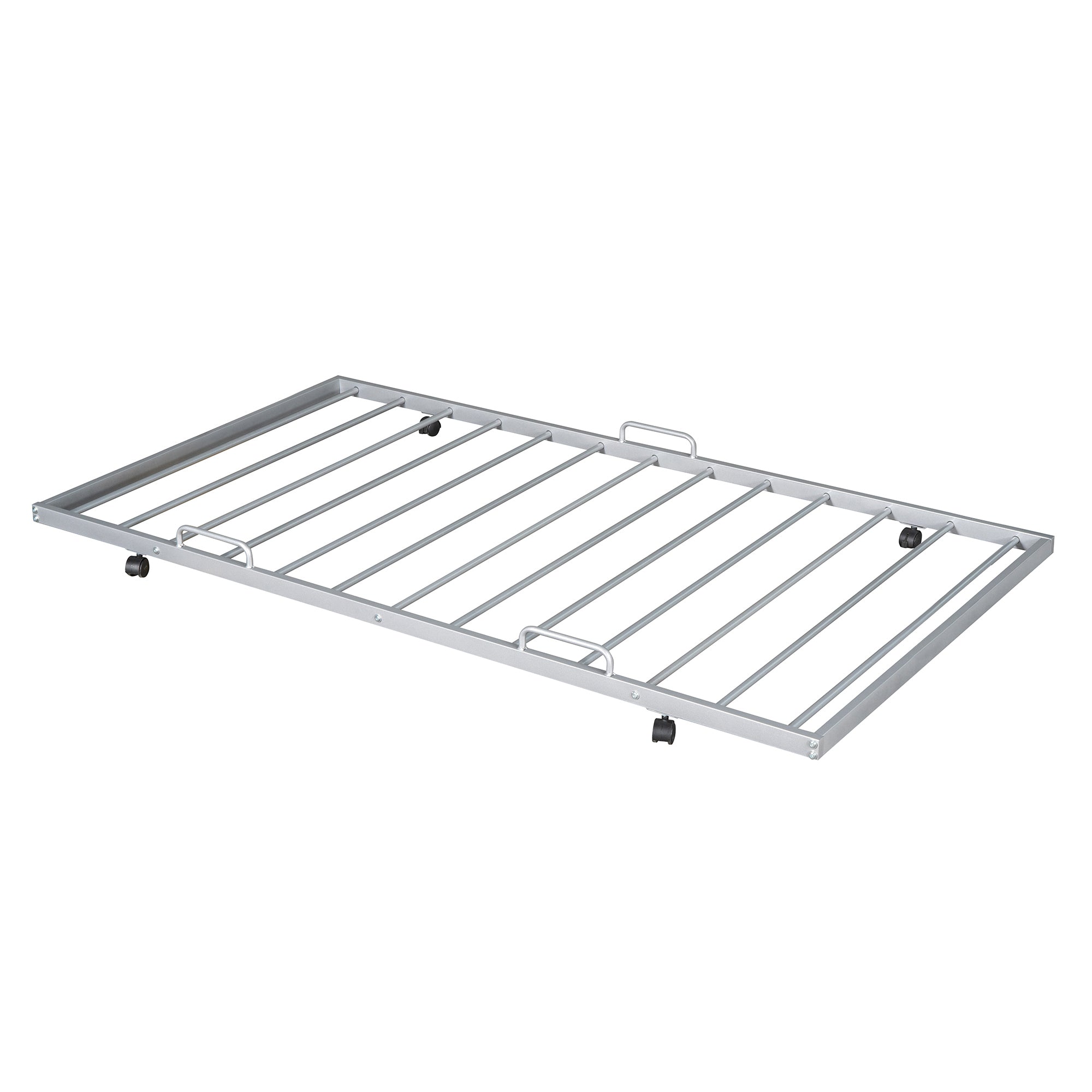 Twin Size Metal House Shape Platform Bed with Trundle,Silver - Atlantic Fine Furniture Melbourne FL
