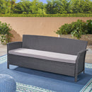 Thalassa - Outdoor 3 Seater Sofa With Water Resistant Cushion - Gray / Black