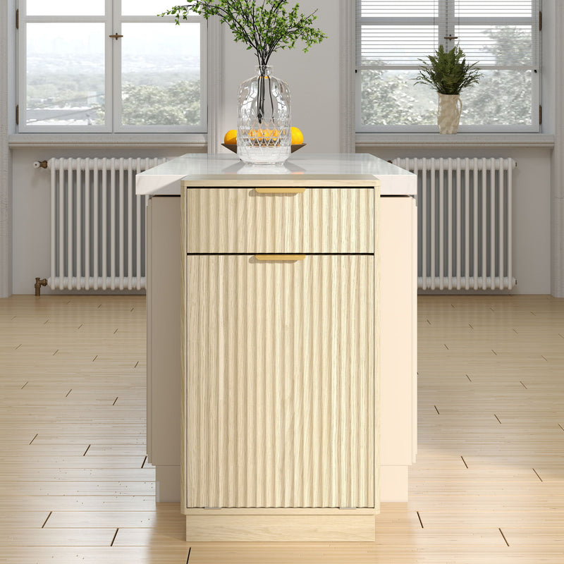 Tilt Out Trash Can Cabinet With Wave Textured Drawer & Pull Out Bin