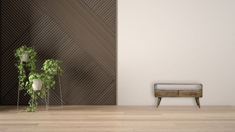 Solid Wood Curved Media Unit