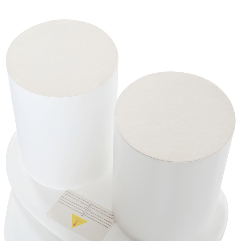 Cloud - Coffee Table (Set of 3), Irregular Shape Coffee Table With 2 Drawers, 2 Small Stools For Living Room - White