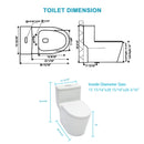 1 Piece Toilet For Bathroom, Dual Flush 1.24 / 1.43 Gpf, Soft Closing Seat - White