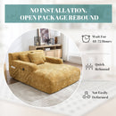 Chenille Interior Lazy Sofa Chaise Longue Armchair With 3 Pillows And Armrests