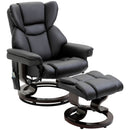 HOMCOM Massage Recliner Chair with Ottoman Footrest, 10 Vibration Points, 360° Swivel Reclining Chair, Faux Leather Living Room Chair with Side Pocket and Remote Control, Black