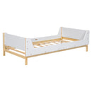 Twin Bed with Headboard, Footboard, Safeguards,  Built-in Bed-end Book Storage Rack ,White