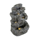 Concrete Rock Waterfall Fountain With LED Lights, Outdoor Garden Decor