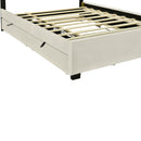 Full Size Velvet Storage Platform Bed, with 2 Big Drawers, T Size Trundle and LED Light, Beige