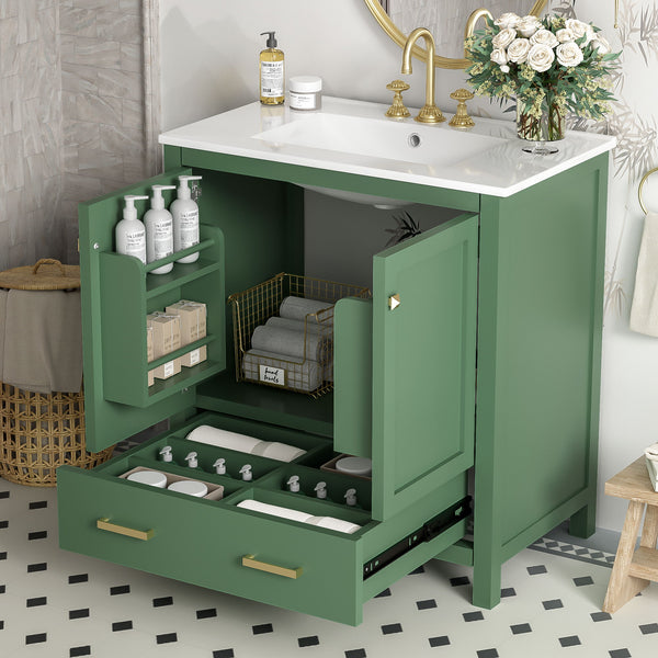 Bathroom Vanity With Single Sink, Combo Cabinet Undermount Sink, Bathroom Storage Cabinet With 2 Doors And A Drawer, Soft Closing, Multifunctional Storage, Solid Wood Frame