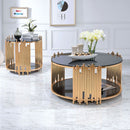 Tanquin - Coffee Table - Gold & Black Glass - Atlantic Fine Furniture Inc