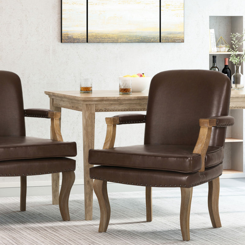 French Country Style Dining Chair With Nailhead Trim