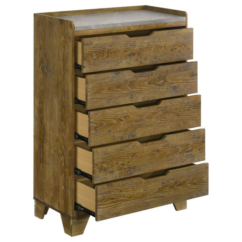 Henderson - 5-Drawer Bedroom Chest Of Drawers - Medium Oak
